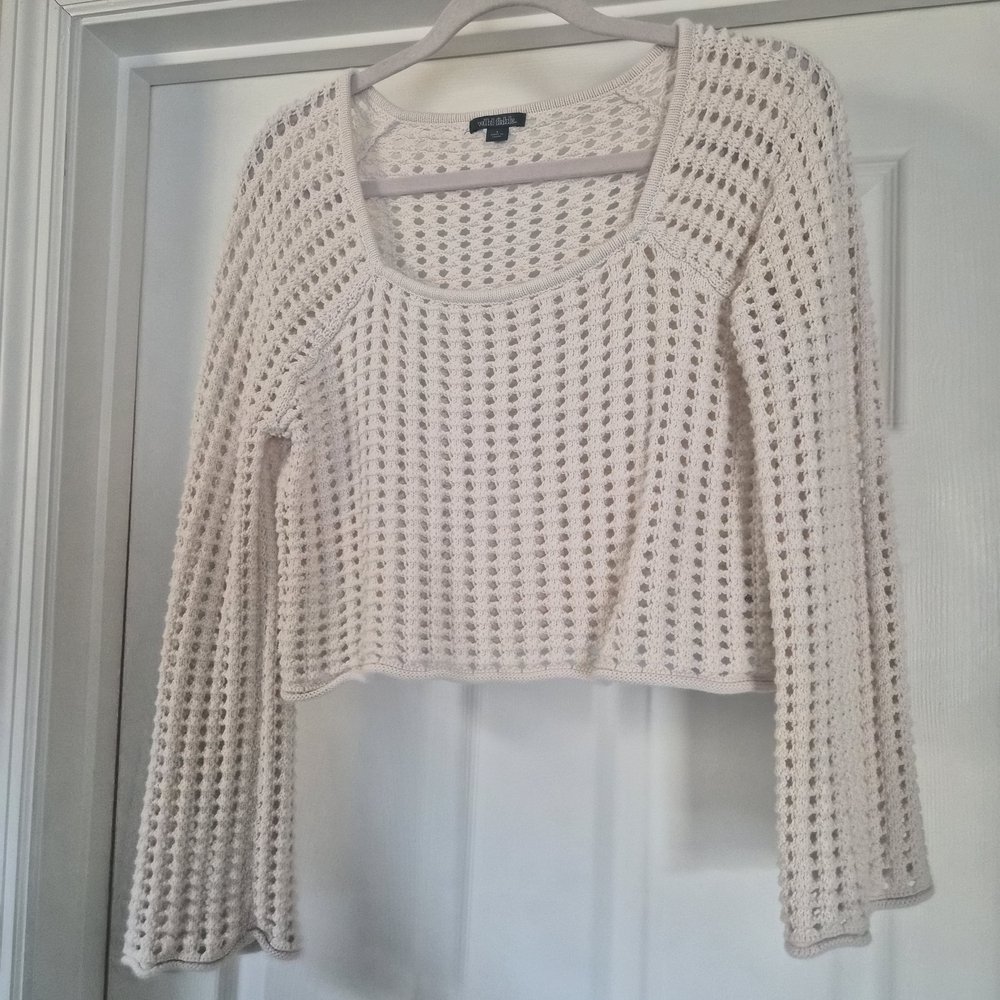 Wild Fable Crochet Cream Open-Knit Top